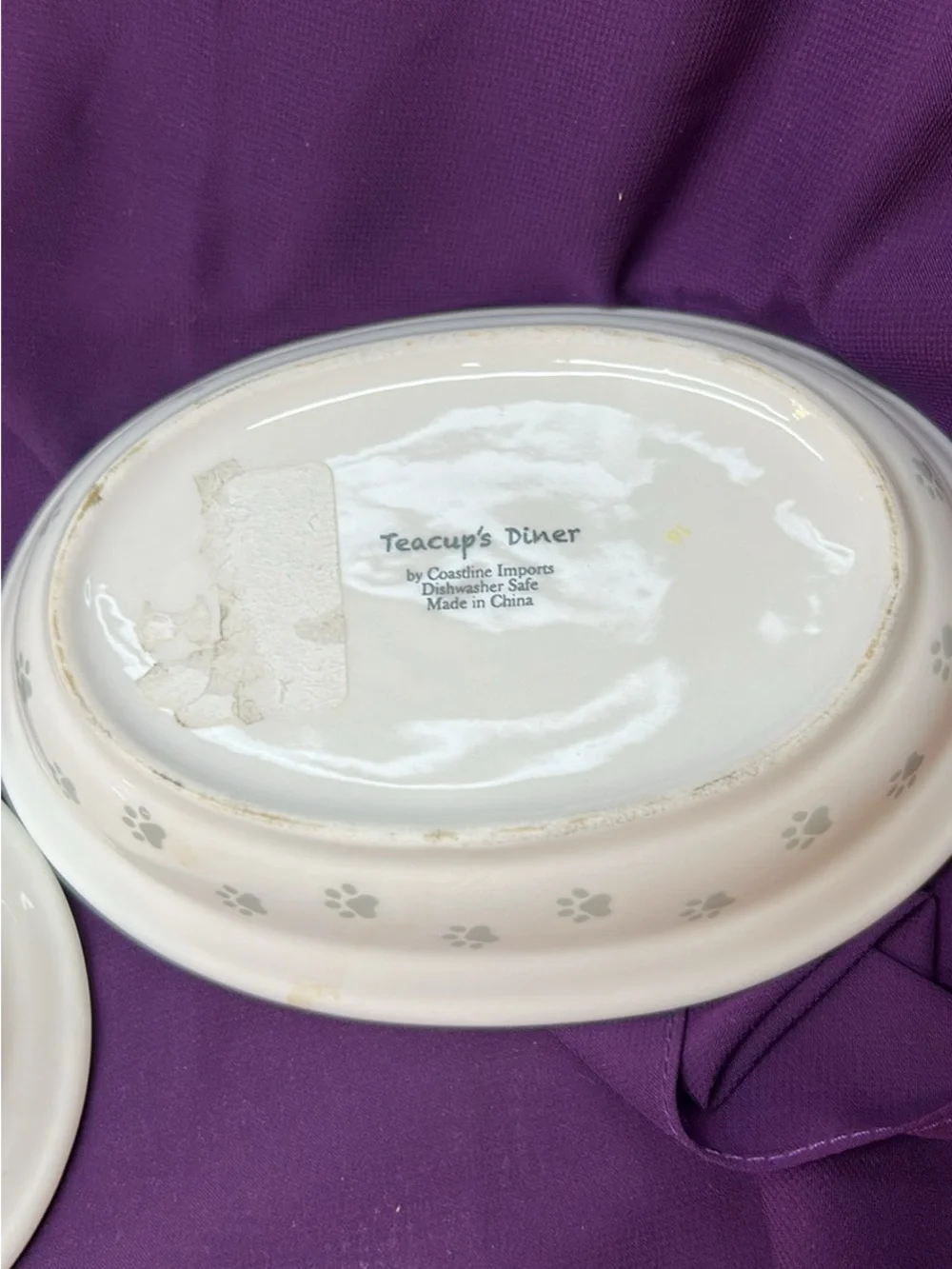 Paw Print Ceramic Pet Bowls - Set of 2